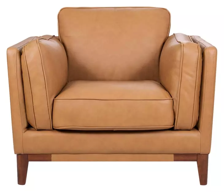 Pendry Carmel Saddle Leather Upholstered Accent Chair