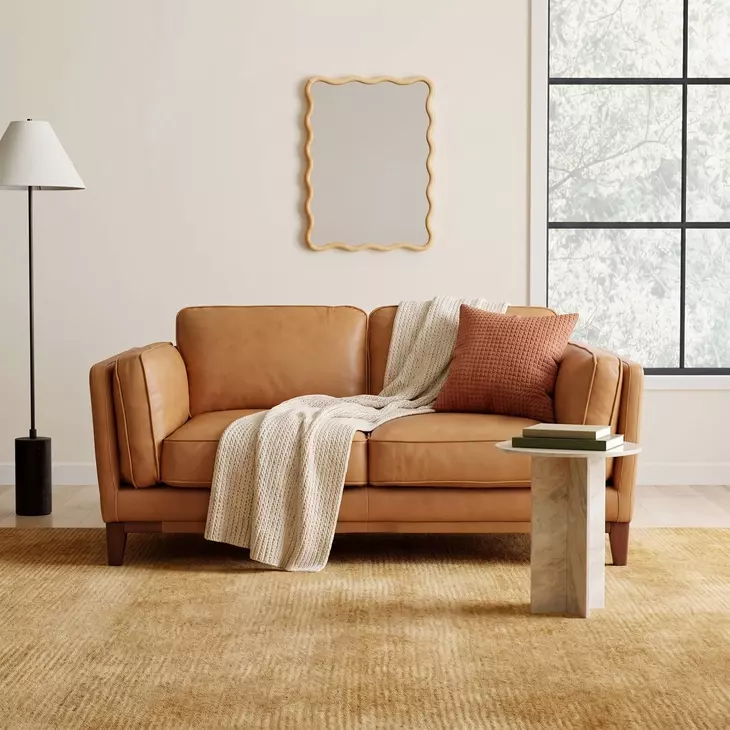 Pendry Carmel Saddle Leather 68" Loveseat