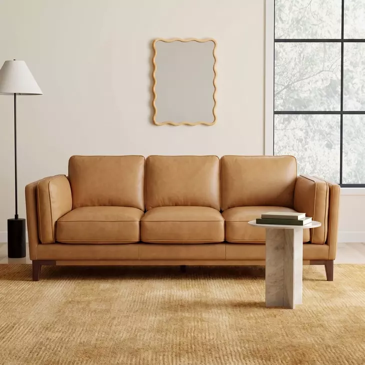 Pendry Carmel Saddle Leather Living Room Set