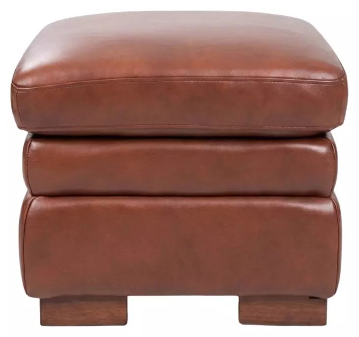 Ellery Brown Auburn Leather Upholstered Rectangular Ottoman