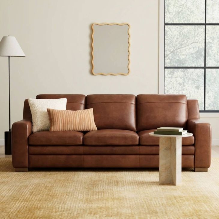 Ellery Brown Auburn Leather Living Room Set