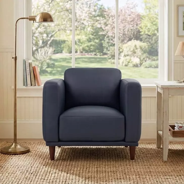 Beckett Midnight Blue Leather Upholstered Accent Chair