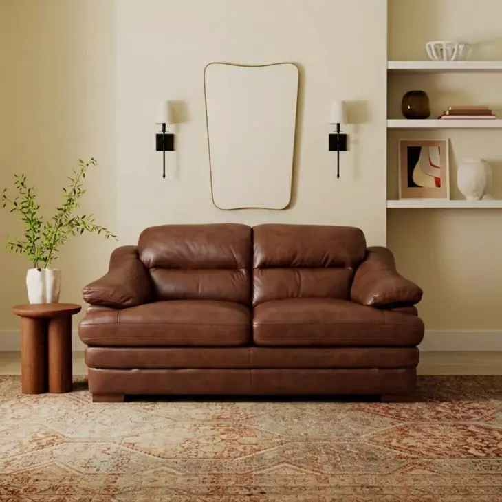 Tatum Brown Leather 71" Loveseat
