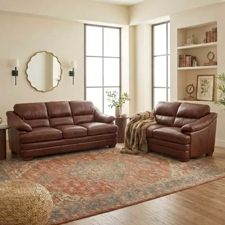 Tatum Brown Leather 71" Loveseat
