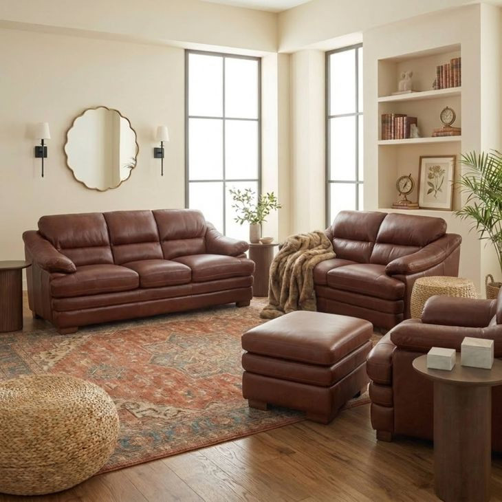 Thatcher Brown Leather Living Room Set