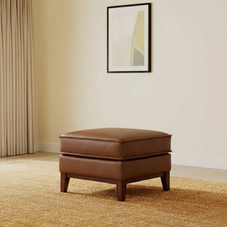 Weston Highland Saddle Leather Upholstered Rectangular Ottoman