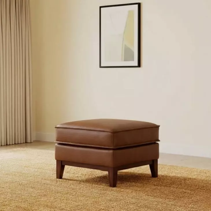 Weston Highland Saddle Leather Upholstered Rectangular Ottoman