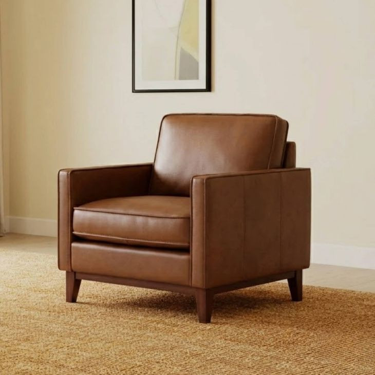 Weston Highland Saddle Leather Upholstered Accent Chair