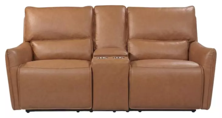 Portland Desert Leather 73" Lay Flat Power Reclining Console Loveseat with Power Headrest and USB Charging