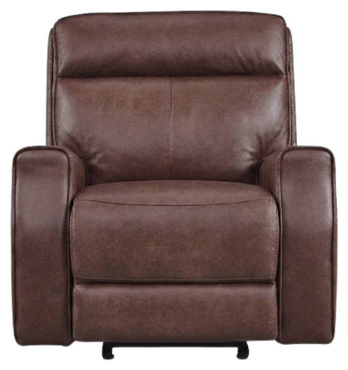 Sydney Brown Heritage Leather Glider Power Recliner with Power Headrest and USB Charging