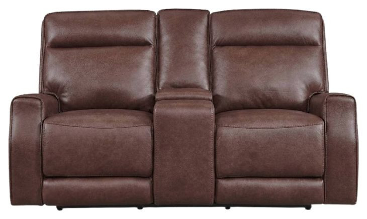 Sydney Brown Heritage Leather 73" Zero Gravity Power Reclining Console Loveseat with Power Headrest and USB Charging