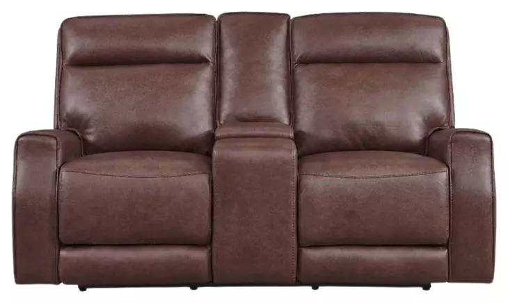Sydney Brown Heritage Leather 73" Zero Gravity Power Reclining Console Loveseat with Power Headrest and USB Charging