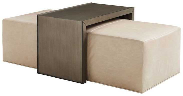 Savona Ariana Ariana Leatherand Brown Leather Upholstered Rectangular Cocktail Ottoman with Slide