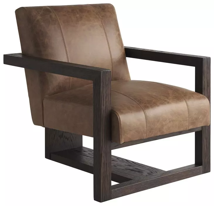 Sunset Key Flanders Brown Leather Upholstered Accent Chair