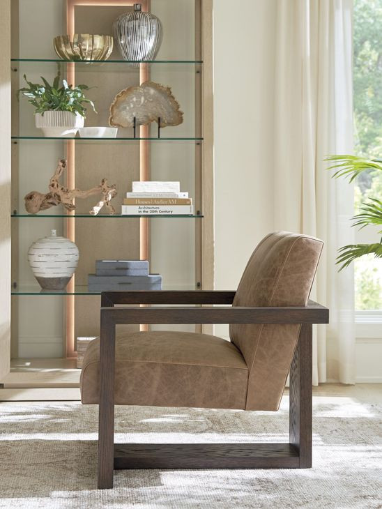 Sunset Key Flanders Brown Leather Upholstered Accent Chair