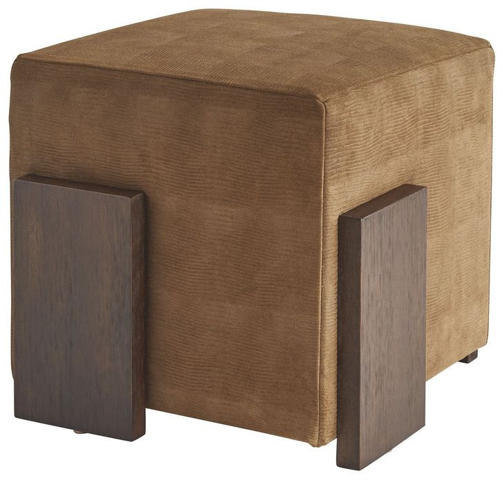 Sunset Key Hamden Brown Leather Upholstered Square Ottoman