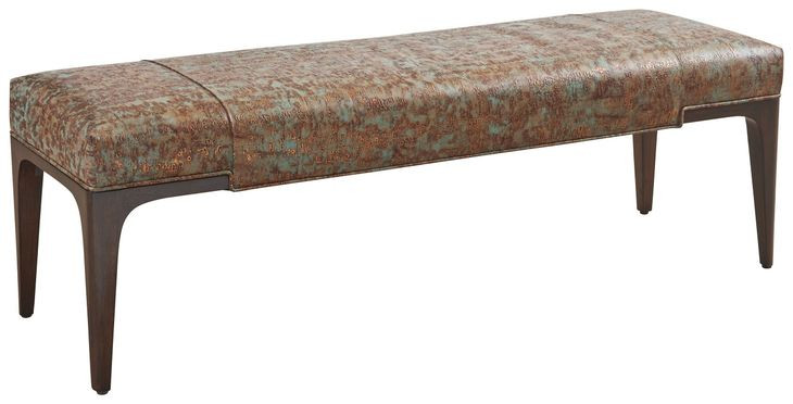 Savile Rendezvous Rust Leather Upholstered 55" Bed Bench