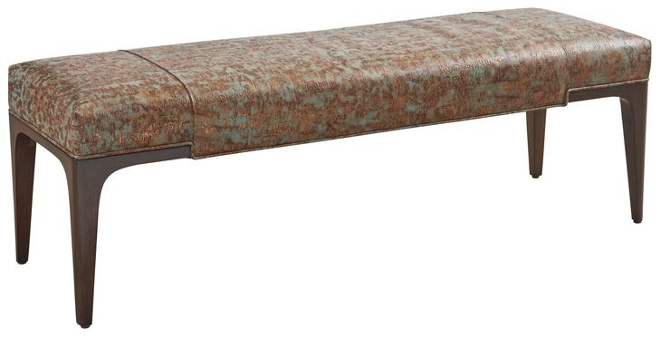 Rendezvous Blue Leather Upholstered Savile Accent Bench