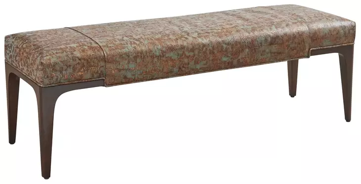 Rendezvous Brown Leather Upholstered Savile Accent Bench