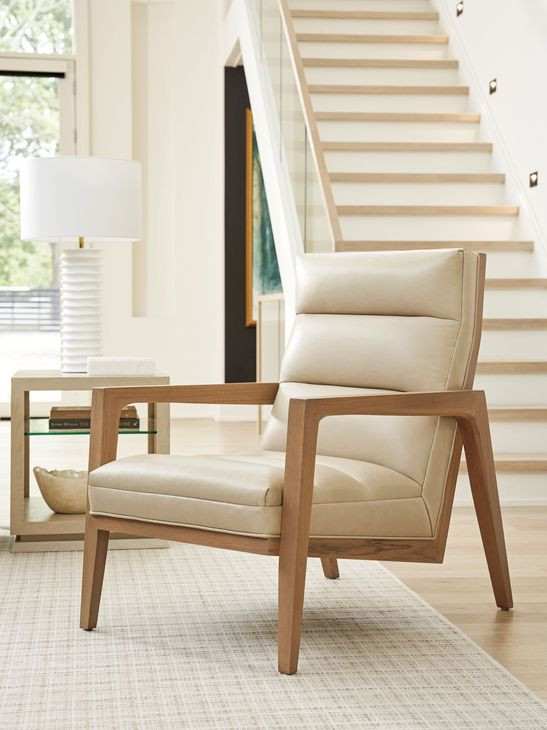 Sunset Key Hayley Beige Leather Upholstered Accent Chair