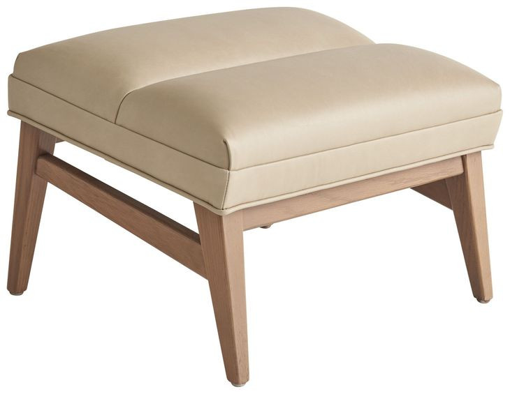 Sunset Key Hayley Beige Leather Upholstered Rectangular Ottoman