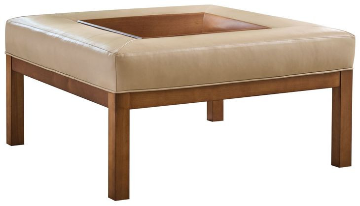 Crandon Park Brown Leather Upholstered Square Ottoman