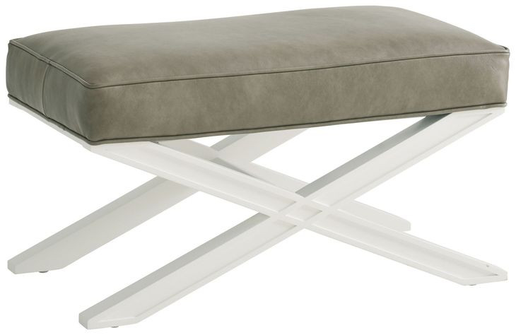 Vaughan Avondale Gray Leather Upholstered Rectangular Ottoman