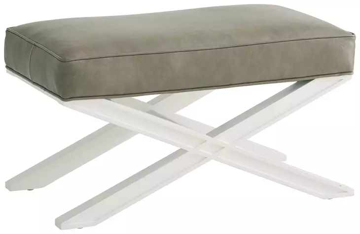 Vaughan Avondale Gray Leather Upholstered Rectangular Ottoman