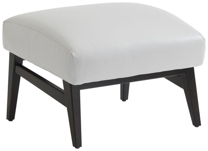 Palm Desert Cream Leather Upholstered Rectangular Covina Ottoman