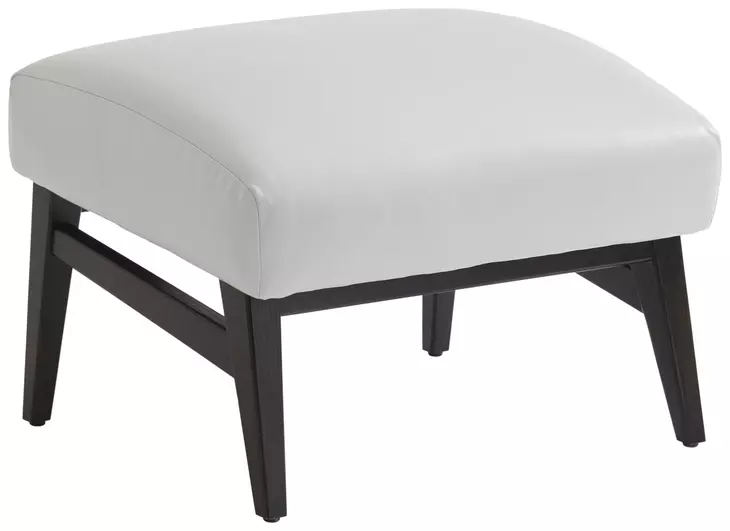 Palm Desert Cream Leather Upholstered Rectangular Covina Ottoman