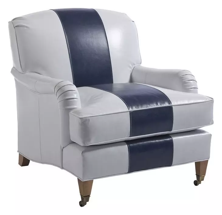 Sydney Blue and Gray Leather Upholstered Chair