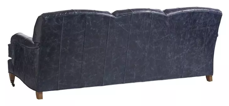 Sydney Blue Leather Upholstered 91" Sofa