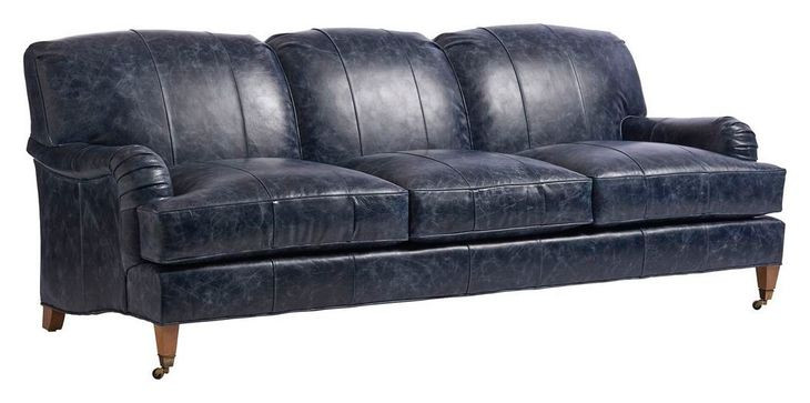 Sydney Blue Leather Upholstered Sofa