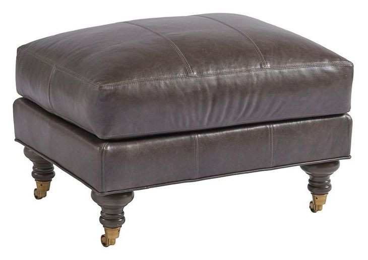 Oxford Brown Leather Upholstered Ottoman