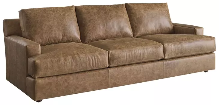 Millington Brown Leather 95" Sofa by Barclay Butera