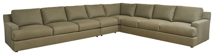 Millington Green Leather 4 Piece Modular Sectional by Barclay Butera