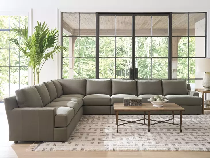 Millington Green Leather 4 Piece Modular Sectional by Barclay Butera