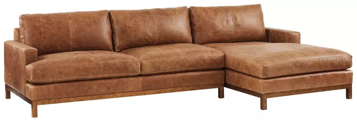 Horizon Calais Brass 110" Leather Upholstered LAF Sectional