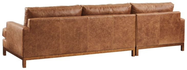 Horizon Calais Brass 110" Leather Upholstered RAF Sectional