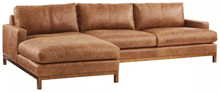 Horizon Calais Brass 110" Leather Upholstered RAF Sectional