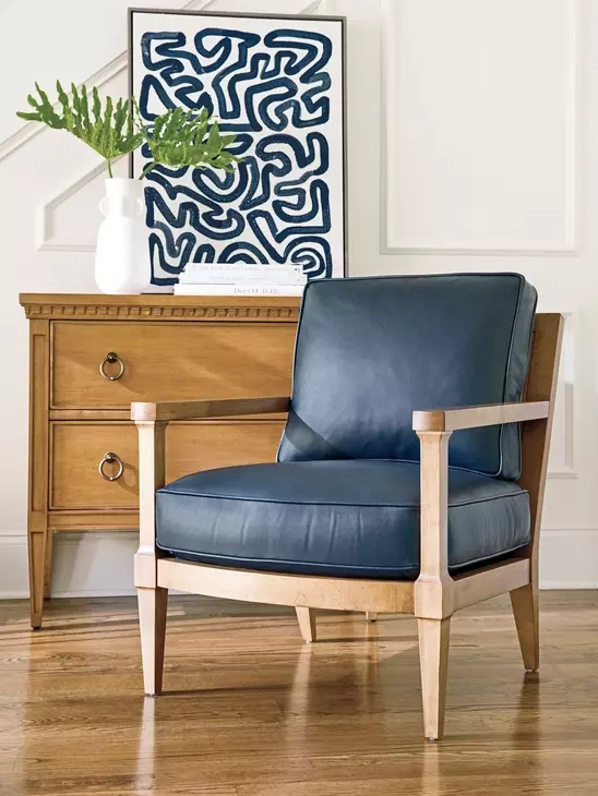 Splashes Blue Leather Upholstered Chair