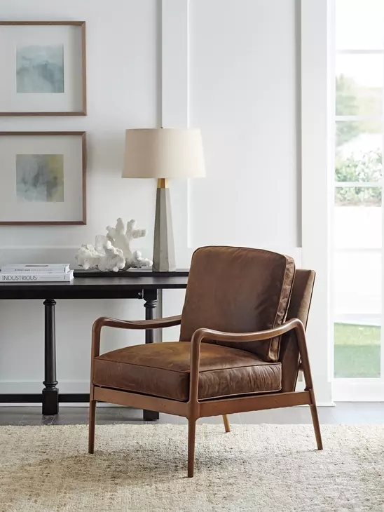 Leblanc Chocolate Leather Upholstered Chair