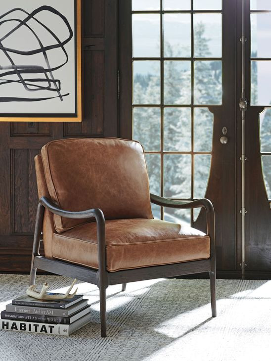Leblanc Camel Leather Upholstered Chair