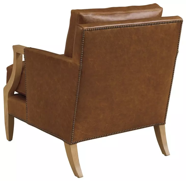 Treadwell Brown Leather Upholstered Accent Chair with Nailhead Trim by Barclay Butera