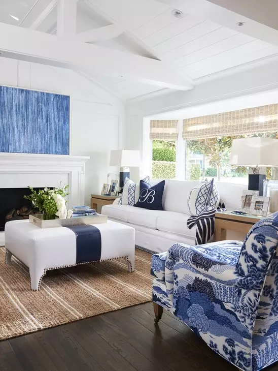 Sydney Cream and Blue Upholstered Chair