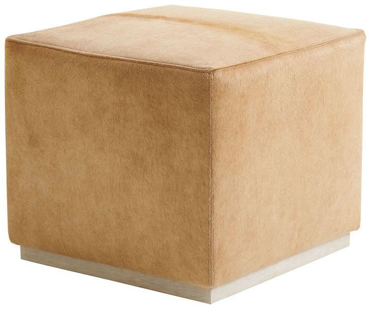 Colby Beige Leather Upholstered Ottoman