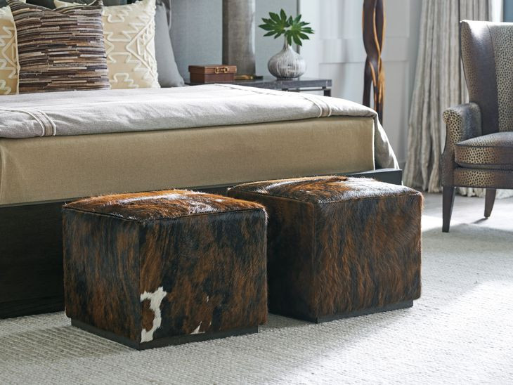 Colby Brown Leather Upholstered Ottoman