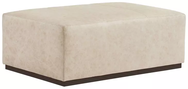 Sterling Beige Leather Upholstered Rectangular Cocktail Ottoman by Barclay Butera