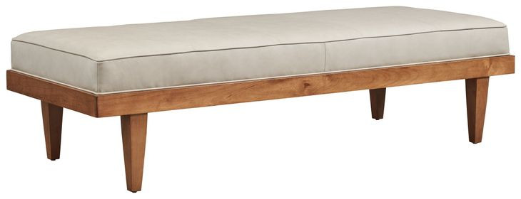 Lagunita Beige Leather Upholstered Bench