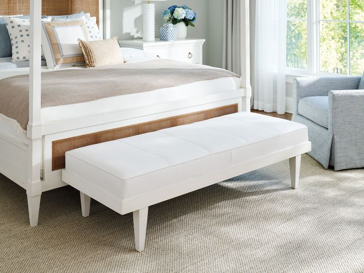 Lagunita White Leather Upholstered Bench